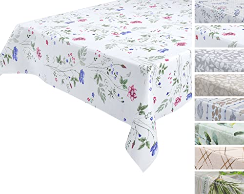 BEAUTEX Wachstuchtischdecke, abwischbare Tischdecke, RUND OVAL ECKIG, Motiv und Größe wählbar (Anemone, Eckig 140x160 cm) von BEAUTEX