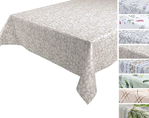 BEAUTEX Wachstuchtischdecke, abwischbare Tischdecke, RUND OVAL ECKIG, Motiv und Größe wählbar (Hawaii beige, Eckig 140x220 cm) von BEAUTEX