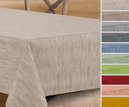 Wachstuchtischdecke rund oval eckig, Georginias Tischdecke abwischbar, Farbe und Größe wählbar (Oval 140 x 220 cm Beige) von BEAUTEX