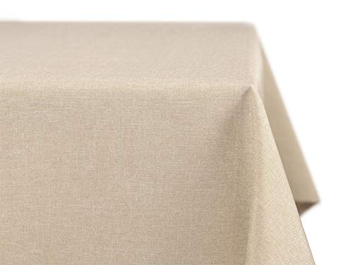 BEAUTEX fleckenabweisende und bügelfreie Tischdecke - Tischtuch mit Lotuseffekt - Tischwäsche in Leinenoptik - Größe und Farbe wählbar, Eckig 110x110 cm, Sand von BEAUTEX