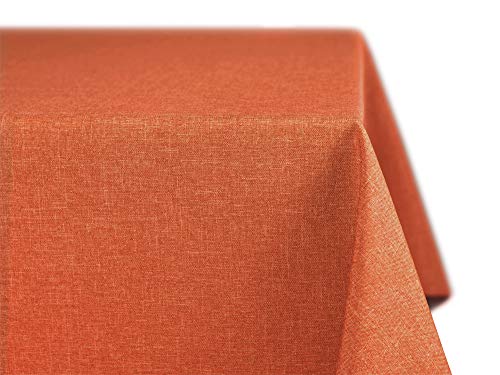 BEAUTEX fleckenabweisende und bügelfreie Tischdecke - Tischtuch mit Lotuseffekt - Tischwäsche in Leinenoptik - Größe und Farbe wählbar, Eckig 110x110 cm, Terracotta von BEAUTEX