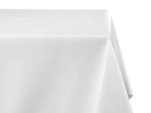 BEAUTEX fleckenabweisende und bügelfreie Tischdecke - Tischtuch mit Lotuseffekt - Tischwäsche in Leinenoptik - Größe und Farbe wählbar, Eckig 110x110 cm, Weiss von BEAUTEX