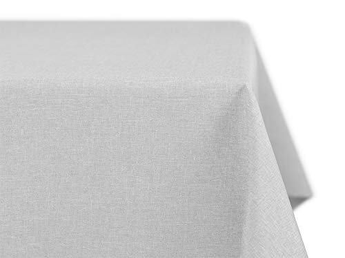 BEAUTEX fleckenabweisende und bügelfreie Tischdecke - Tischtuch mit Lotuseffekt - Tischwäsche in Leinenoptik - Größe und Farbe wählbar, Eckig 110x160 cm, Hellgrau von BEAUTEX