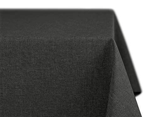 BEAUTEX fleckenabweisende und bügelfreie Tischdecke - Tischtuch mit Lotuseffekt - Tischwäsche in Leinenoptik - Größe und Farbe wählbar, Eckig 110x220 cm, Dunkelgrau von BEAUTEX