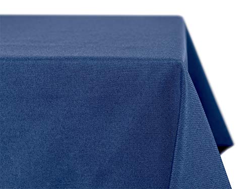 BEAUTEX fleckenabweisende und bügelfreie Tischdecke - Tischtuch mit Lotuseffekt - Tischwäsche in Leinenoptik - Größe und Farbe wählbar, Eckig 130x260 cm, Dunkelblau von BEAUTEX