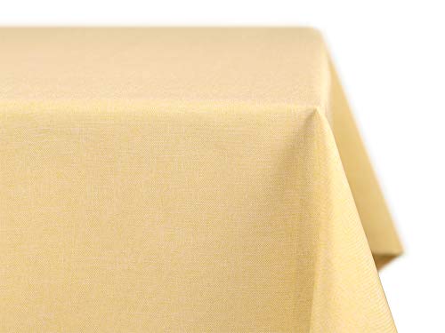 BEAUTEX fleckenabweisende und bügelfreie Tischdecke - Tischtuch mit Lotuseffekt - Tischwäsche in Leinenoptik - Größe und Farbe wählbar, Eckig 130x260 cm, Hellgelb von BEAUTEX