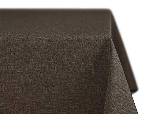 BEAUTEX fleckenabweisende und bügelfreie Tischdecke - Tischtuch mit Lotuseffekt - Tischwäsche in Leinenoptik - Größe und Farbe wählbar, Eckig 130x300 cm, Dunkelbraun von BEAUTEX