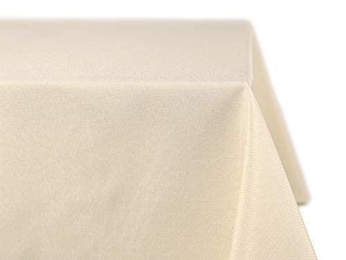 BEAUTEX fleckenabweisende und bügelfreie Tischdecke - Tischtuch mit Lotuseffekt - Tischwäsche in Leinenoptik - Größe und Farbe wählbar, Eckig 130x340 cm, Creme von BEAUTEX