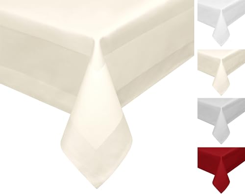 Damast Tischdecke, 100% mercerisierte Vollzwirn Baumwolle, Gastronomie Tischwäsche (Farbe: Creme, Größe: Tischdecke eckig 80x80 cm) von BEAUTEX