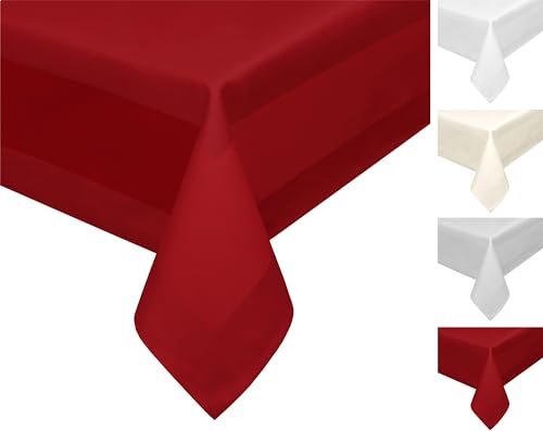 Damast Tischdecke, 100% mercerisierte Vollzwirn Baumwolle, Gastronomie Tischwäsche (Farbe: Rot, Größe: Tischläufer 40x130 cm) von BEAUTEX