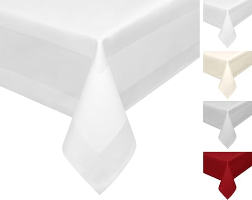 Damast Tischdecke, 100% mercerisierte Vollzwirn Baumwolle, Gastronomie Tischwäsche (Farbe: Weiß, Größe: Servietten 4er Set 50x50 cm) von BEAUTEX