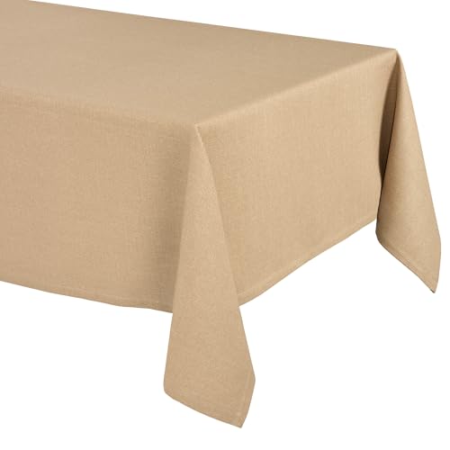 Elegante Tischdecke mit natürlicher Leinenoptik, Lina Tischdecke und Tischläufer, Größe und Farbe wählbar (Eckig 110x160 cm, Honigbraun) von BEAUTEX