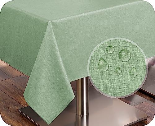 Tischdecke Tischläufer Leinen Struktur, abwischbar schmutzabweisend, Baumwolle, Farbe und Größe wählbar (Tischdecke eckig 110x140 cm, Pistazie) von BEAUTEX