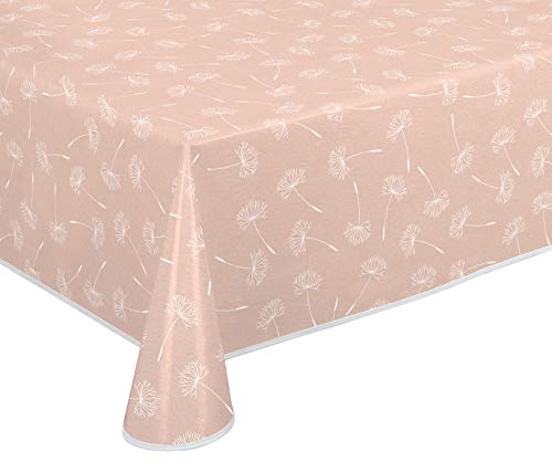 Wachstuch Tischdecke abwischbar rutschfest mit Paspelband Eckig Rund Oval, Motiv Farbe Größe wählbar (Pusteblume Rose, Eckig 110x140 cm) von BEAUTEX