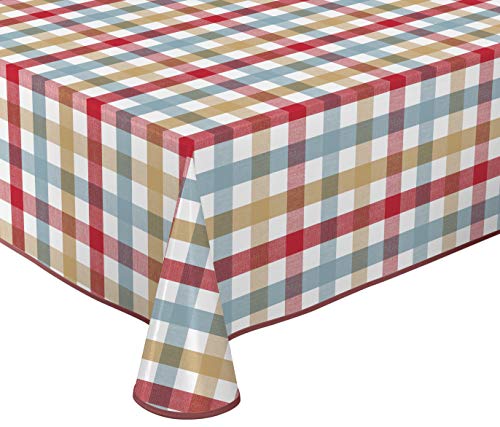 Wachstuch Tischdecke abwischbar rutschfest mit Paspelband Eckig Rund Oval, Motiv Farbe Größe wählbar (Karo Pastell-Rot, Rund 140 cm) von BEAUTEX