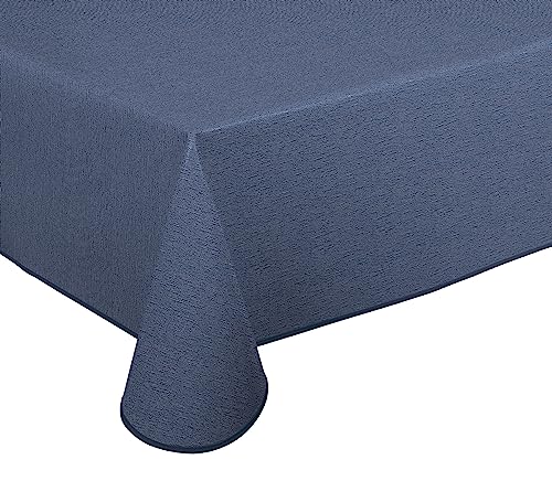 Wachstuch Tischdecke abwischbar rutschfest mit Paspelband Eckig Rund Oval, Motiv Farbe Größe wählbar (Leinenstruktur Blau, Eckig 110x140 cm) von BEAUTEX