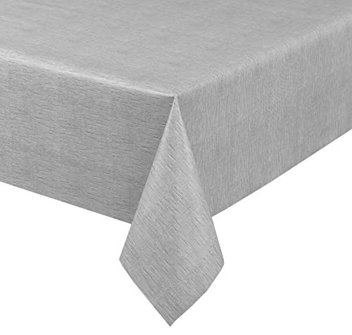 Wachstuchtischdecke, Leinen grau, abwischbar Wachstuch Tischdecke ECKIG RUND OVAL, Größe wählbar (Rund 120 cm) von BEAUTEX