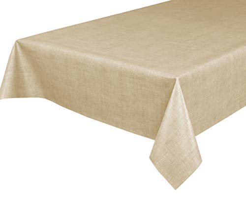Wachstuchtischdecke Wachstuch Tischdecke abwischbar ECKIG RUND OVAL, Motiv und Größe wählbar (Motiv: Leinen beige, Eckig 140 x 240 cm) von BEAUTEX