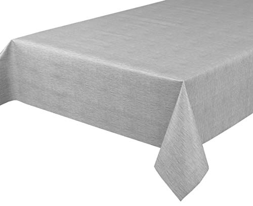 Wachstuchtischdecke Wachstuch Tischdecke abwischbar ECKIG RUND OVAL, Motiv und Größe wählbar (Motiv: Leinen grau, Oval 140 x 200 cm) von BEAUTEX