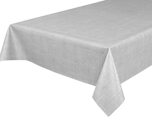 Wachstuchtischdecke Wachstuch Tischdecke abwischbar ECKIG RUND OVAL, Motiv und Größe wählbar (Motiv: Leinen hellgrau, Rund 100 cm) von BEAUTEX