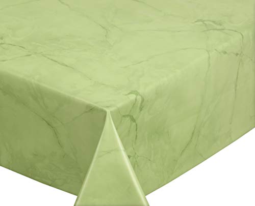 Wachstuchtischdecke abwischbar, OVAL RUND ECKIG, fleckenabweisende Gartentischdecke Marmorstein, zuschneidbare Wachstuch Tischdecke (Eckig 140x180 cm, Apfelgrün) von BEAUTEX