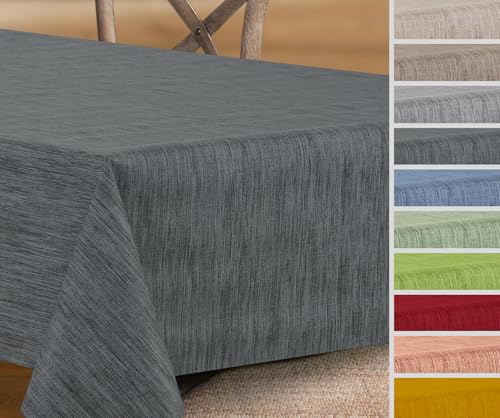 Wachstuchtischdecke rund oval eckig, Georginias Tischdecke abwischbar, Farbe und Größe wählbar (Eckig 220x140 cm Anthrazit) von BEAUTEX