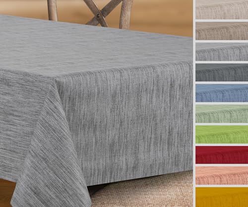 Wachstuchtischdecke rund oval eckig, Georginias Tischdecke abwischbar, Farbe und Größe wählbar (Oval 140 x 220 cm Grau) von BEAUTEX