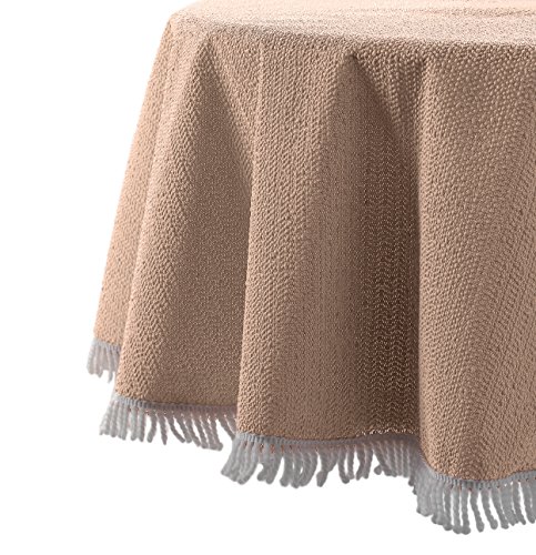 Wetterfeste Garten Balkon Terrasse Camping Weichschaum Tischdecke, Größe + Farbe wählbar (rund 130 cm, Beige) von BEAUTEX