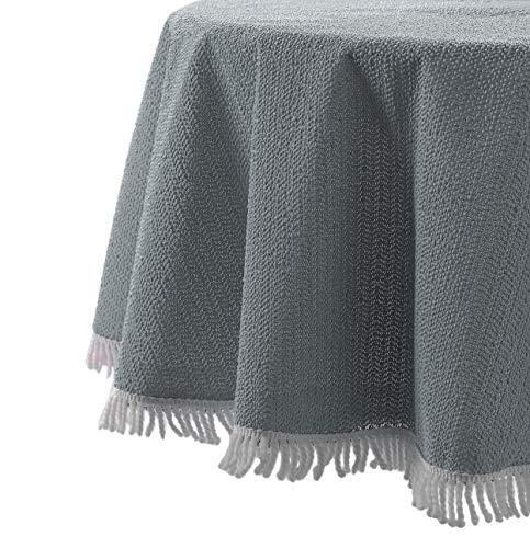 Wetterfeste Garten Balkon Terrasse Camping Weichschaum Tischdecke, Größe + Farbe wählbar (rund 160 cm, Grau) von BEAUTEX