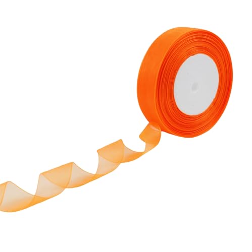 BEAUTOPE Durchsichtiges Organzaband, Chiffonband für Geschenkverpackungen, Hochzeitsstrauß, Basteln, 2,5 cm, 45,7 m (Orange) von BEAUTOPE