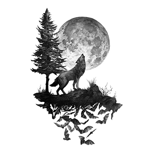 Wandtattoo Wolf Mond Wandsticker Vollmond Wandaufkleber Kinderzimmer Wohnzimmer Schlafzimmer Entfernbarer Wandaufkleber Wanddekoration für Wohnzimmer Schlafzimmer von BEAUTYBIGBANG