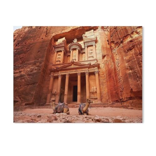Al Khazneh: Schatzkammer der antiken Stadt Petra, Jordanien,Malen nach Zahlen Set für Erwachsene Kinder Anfänger selber auf Leinwand malen nach Zahlen zur Heimdekoration（40x50cm）15.7x19.6 Zoll-640 von BEAYODKP