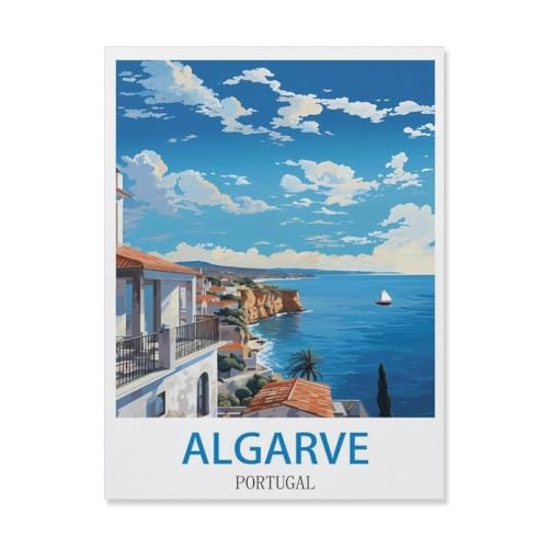 BEAYODKP Algarve Portugal，nach Zahlen für Erwachsene, DIY-Malen-nach-Zahlen-Kits für Kinder, Anfänger, Rahmenlose Leinwand（30x40cm）-T78 von BEAYODKP