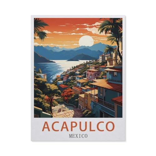 BEAYODKP DIY Malen nach Zahlen，Acapulco Mexiko，diy malen nach zahlen erwachsene landsch Mit Pinsel und Acrylfarbe Erwachsenenfarbe nach Zahlen Kits Kunst（50x60cm） 19.6x23.6 Zoll-EU78 von BEAYODKP