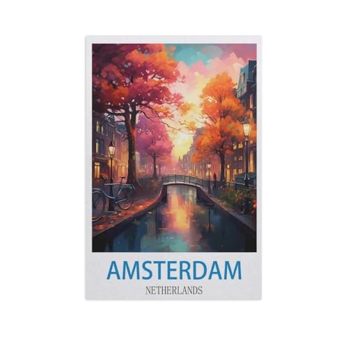 BEAYODKP DIY Malen nach Zahlen，Amsterdam, Niederlande，diy malen nach zahlen erwachsene landsch Mit Pinsel und Acrylfarbe Erwachsenenfarbe nach Zahlen Kits Kunst（20x30cm） 7,8x11,8 Zoll-GD78 von BEAYODKP