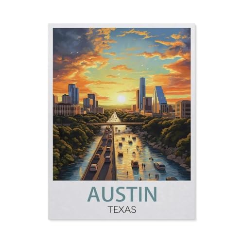 BEAYODKP DIY Malen nach Zahlen，Austin Texas，diy malen nach zahlen erwachsene landsch Mit Pinsel und Acrylfarbe Erwachsenenfarbe nach Zahlen Kits Kunst（40x50cm） 15.7x19.6 Zoll-EU38 von BEAYODKP