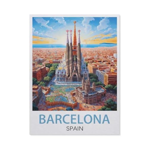 BEAYODKP DIY Malen nach Zahlen，Barcelona Spanien，diy malen nach zahlen erwachsene landsch Mit Pinsel und Acrylfarbe Erwachsenenfarbe nach Zahlen Kits Kunst（40x50cm） 15.7x19.6 Zoll-EW58 von BEAYODKP