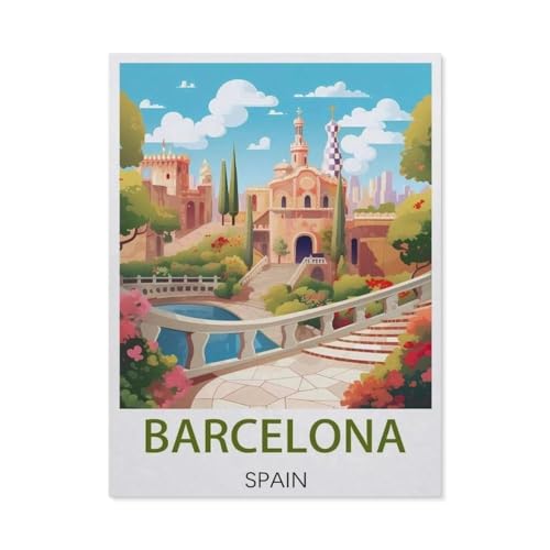 BEAYODKP DIY Malen nach Zahlen，Barcelona Spanien，diy malen nach zahlen erwachsene landsch Mit Pinsel und Acrylfarbe Erwachsenenfarbe nach Zahlen Kits Kunst（40x50cm） 15.7x19.6 Zoll-EX38 von BEAYODKP