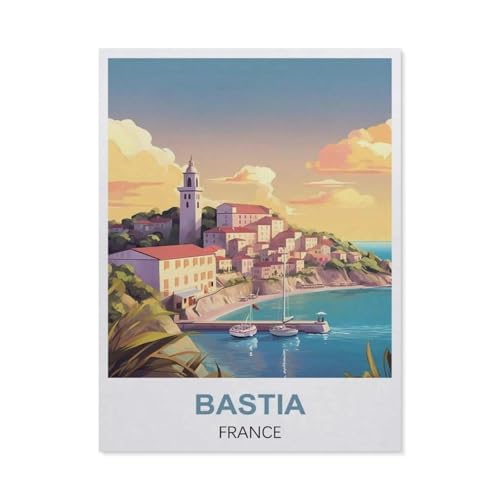 BEAYODKP DIY Malen nach Zahlen，Bastia, Frankreich，diy malen nach zahlen erwachsene landsch Mit Pinsel und Acrylfarbe Erwachsenenfarbe nach Zahlen Kits Kunst（50x60cm） 19.6x23.6 Zoll-EM77 von BEAYODKP