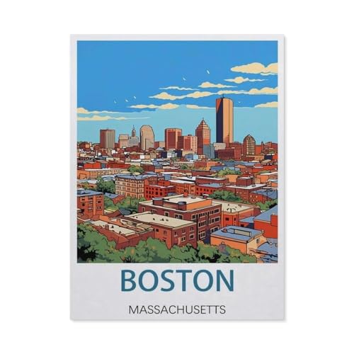 BEAYODKP DIY Malen nach Zahlen，Boston Massachusetts，diy malen nach zahlen erwachsene landsch Mit Pinsel und Acrylfarbe Erwachsenenfarbe nach Zahlen Kits Kunst（20x30cm） 7,8x11,8 Zoll-EX78 von BEAYODKP