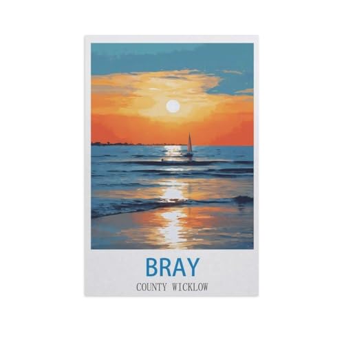 BEAYODKP DIY Malen nach Zahlen，Bray County, Wicklow，diy malen nach zahlen erwachsene landsch Mit Pinsel und Acrylfarbe Erwachsenenfarbe nach Zahlen Kits Kunst（20x30cm） 7,8x11,8 Zoll-GD98 von BEAYODKP