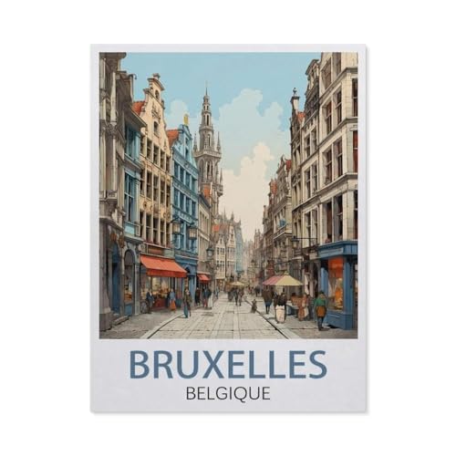 BEAYODKP DIY Malen nach Zahlen，Brüssel Belgien，diy malen nach zahlen erwachsene landsch Mit Pinsel und Acrylfarbe Erwachsenenfarbe nach Zahlen Kits Kunst（50x60cm） 19.6x23.6 Zoll-EW38 von BEAYODKP