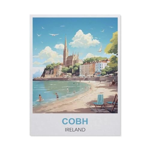 BEAYODKP DIY Malen nach Zahlen，Cobh, Irland，diy malen nach zahlen erwachsene landsch Mit Pinsel und Acrylfarbe Erwachsenenfarbe nach Zahlen Kits Kunst（50x60cm） 19.6x23.6 Zoll-EL17 von BEAYODKP