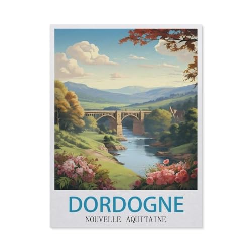 BEAYODKP DIY Malen nach Zahlen，Dordogne Nouvelle Aquitaine，diy malen nach zahlen erwachsene landsch Mit Pinsel und Acrylfarbe Erwachsenenfarbe nach Zahlen Kits Kunst（30x40cm） 11.8x15.7 Zoll-GO58 von BEAYODKP