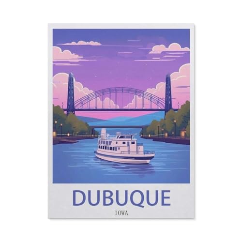 BEAYODKP DIY Malen nach Zahlen，Dubuque, Iowa，diy malen nach zahlen erwachsene landsch Mit Pinsel und Acrylfarbe Erwachsenenfarbe nach Zahlen Kits Kunst（50x60cm） 19.6x23.6 Zoll-EK77 von BEAYODKP