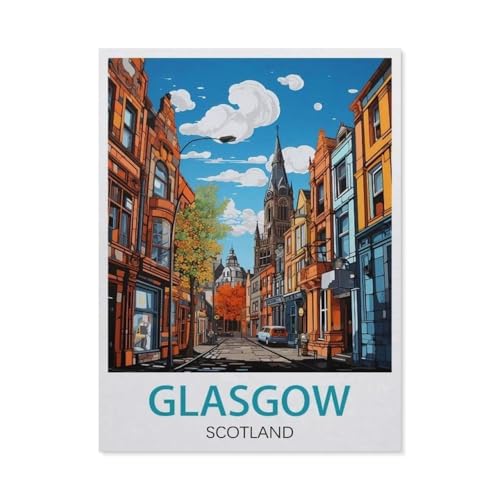 BEAYODKP DIY Malen nach Zahlen，Glasgow, Schottland，diy malen nach zahlen erwachsene landsch Mit Pinsel und Acrylfarbe Erwachsenenfarbe nach Zahlen Kits Kunst（50x60cm） 19.6x23.6 pouces-DH37 von BEAYODKP