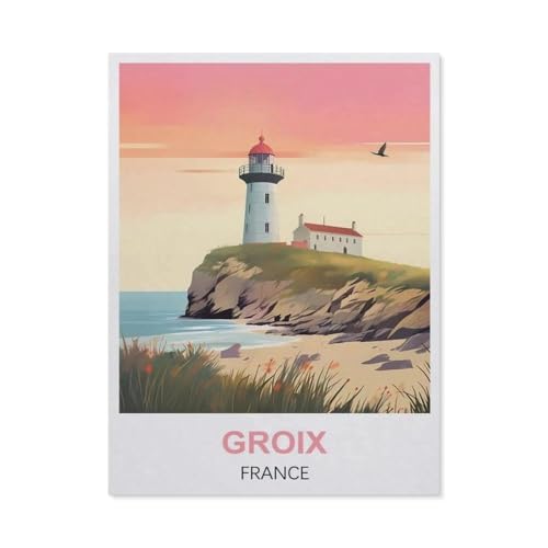 BEAYODKP DIY Malen nach Zahlen，Groix, Frankreich，diy malen nach zahlen erwachsene landsch Mit Pinsel und Acrylfarbe Erwachsenenfarbe nach Zahlen Kits Kunst（50x60cm） 19.6x23.6 Zoll-EM57 von BEAYODKP