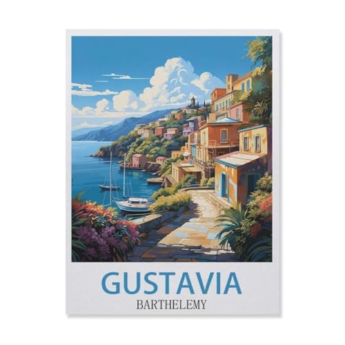 BEAYODKP DIY Malen nach Zahlen，Gustavia, Barthélemy, Küste，diy malen nach zahlen erwachsene landsch Mit Pinsel und Acrylfarbe Erwachsenenfarbe nach Zahlen Kits Kunst（40x50cm） 15.7x19.6 Zoll-DS37 von BEAYODKP