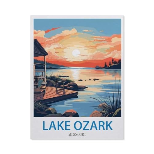 BEAYODKP DIY Malen nach Zahlen，Lake Ozark, Missouri,diy malen nach zahlen erwachsene landsch Mit Pinsel und Acrylfarbe Erwachsenenfarbe nach Zahlen Kits Kunst（50x60cm） 19.6x23.6 pouces-DE97 von BEAYODKP