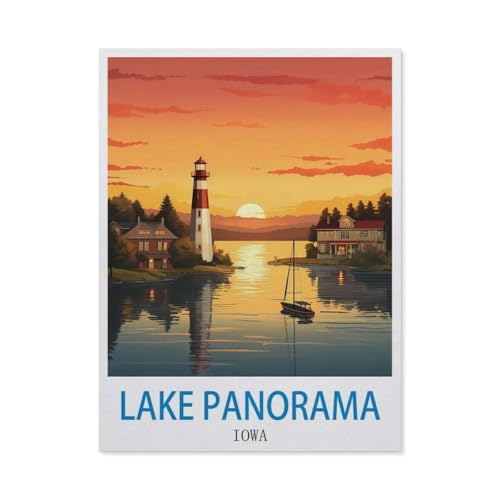 BEAYODKP DIY Malen nach Zahlen，Lake Panorama, Iowa,diy malen nach zahlen erwachsene landsch Mit Pinsel und Acrylfarbe Erwachsenenfarbe nach Zahlen Kits Kunst（50x60cm） 19.6x23.6 pouces-DE37 von BEAYODKP